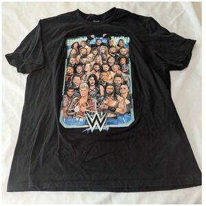 WWE Graphic T-Shirt Mens XL Black Excellent I Was There Roster Collage 2024